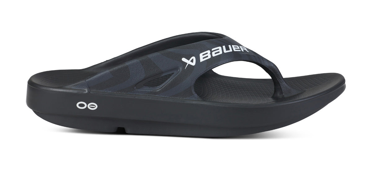 OOFOS BAUER x Men's OOriginal Sport Flip-Flop Sandals - Black Asphalt