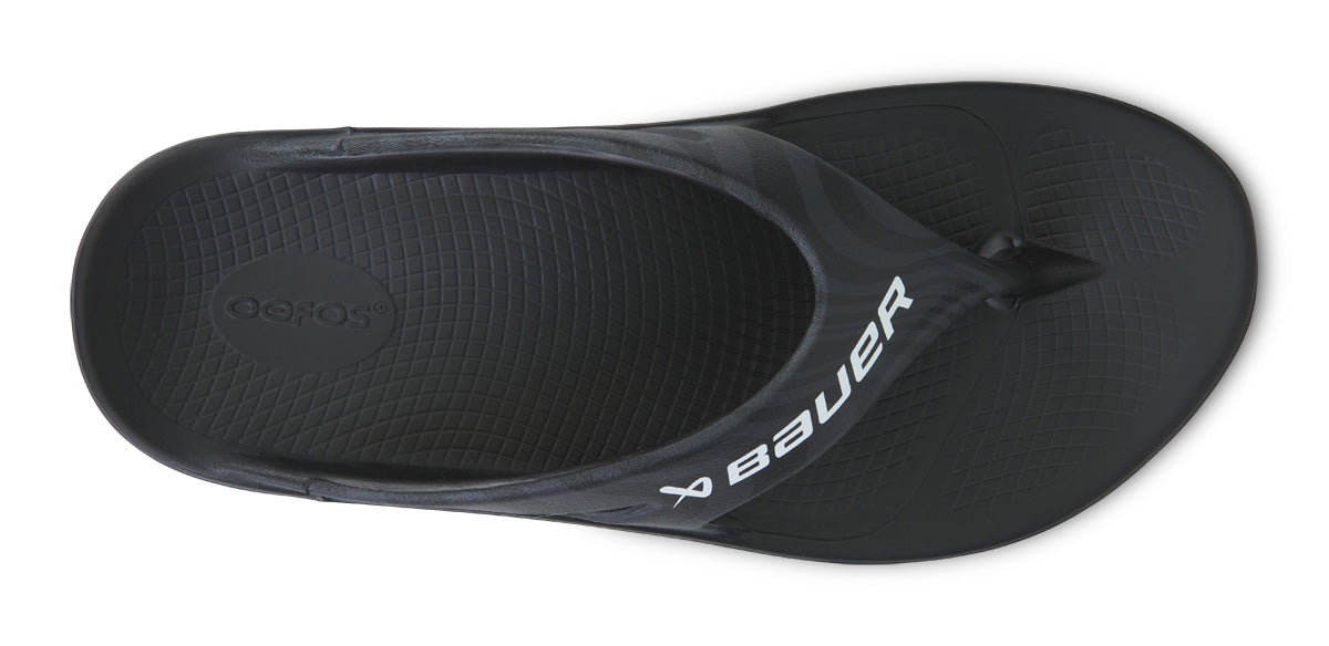 OOFOS BAUER x Women's OOriginal Sport Flip-Flop Sandals - Black Asphalt