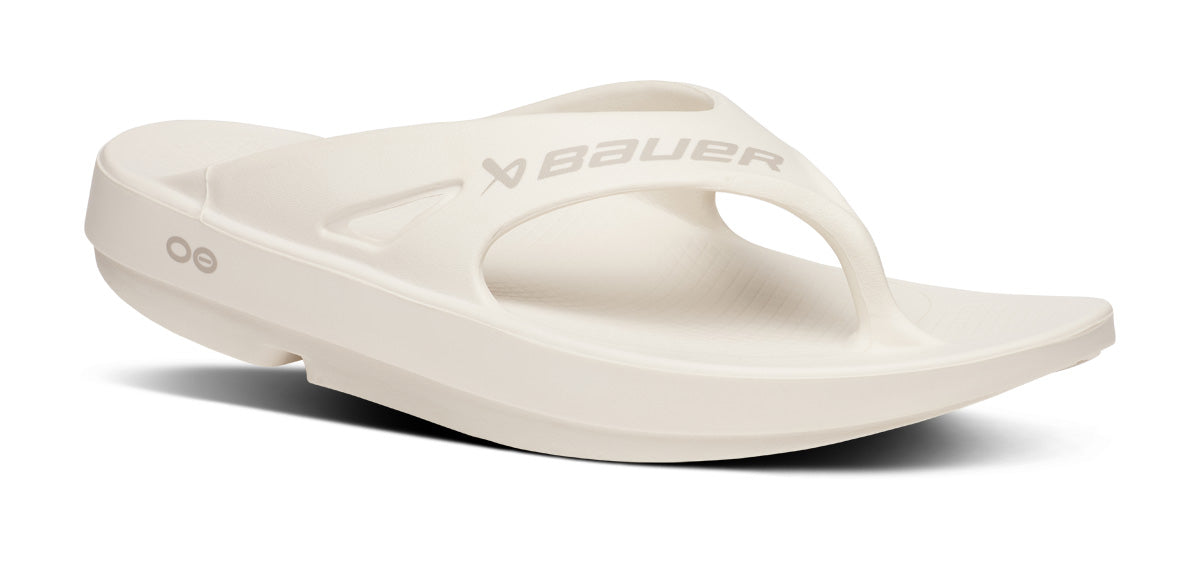 OOFOS BAUER x Men's OOriginal Sport Flip-Flop Sandals - Chalk