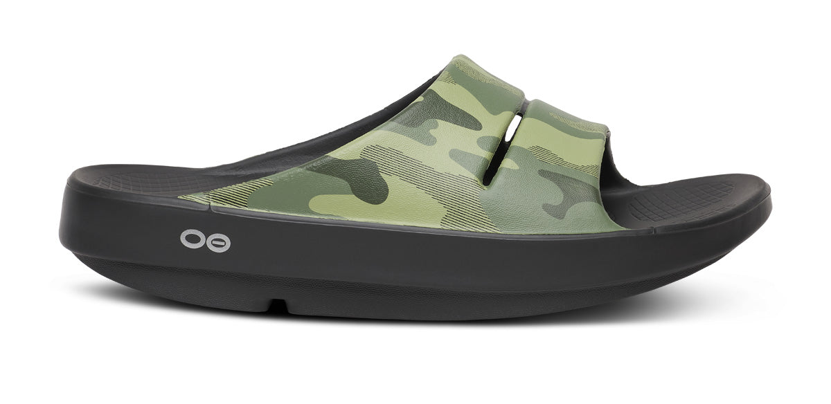 OOFOS Women's OOahh Sport Slide Sandal - Green Camo