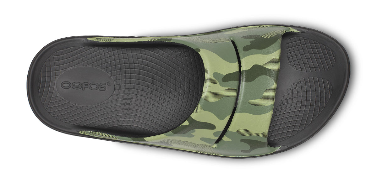 OOFOS Women's OOahh Sport Slide Sandal - Green Camo