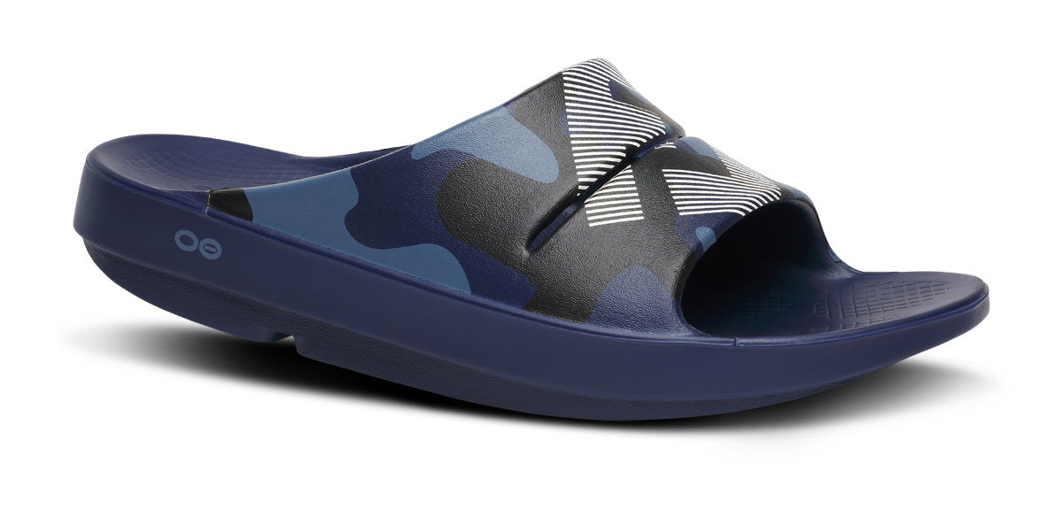 OOFOS FJ x Men's OOahh Sport Slide Sandal - Navy Camo