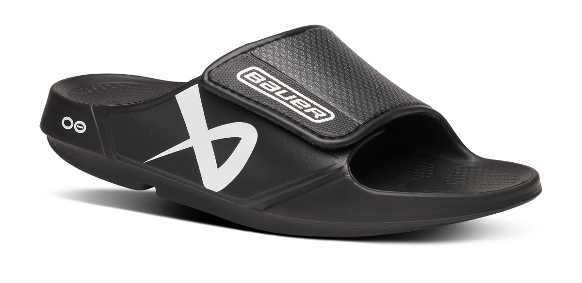 OOFOS BAUER x Women's OOahh Sport Flex Slide Sandals - Black
