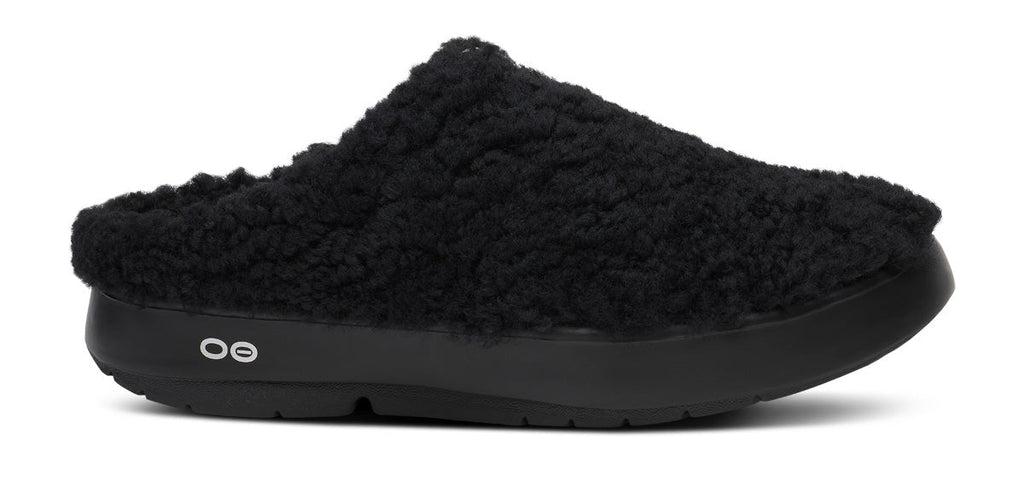 OOFOS Women's OOcoozie Sherpa Mule Slippers - Black