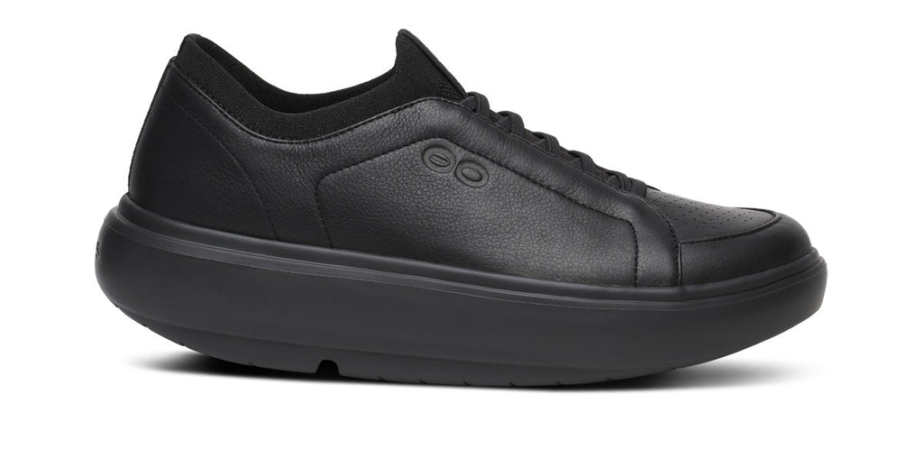 OOFOS Men's Club+ Leather Sneakers - Black