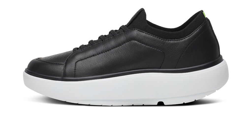 OOFOS Men's Club+ Leather Sneakers - White Black