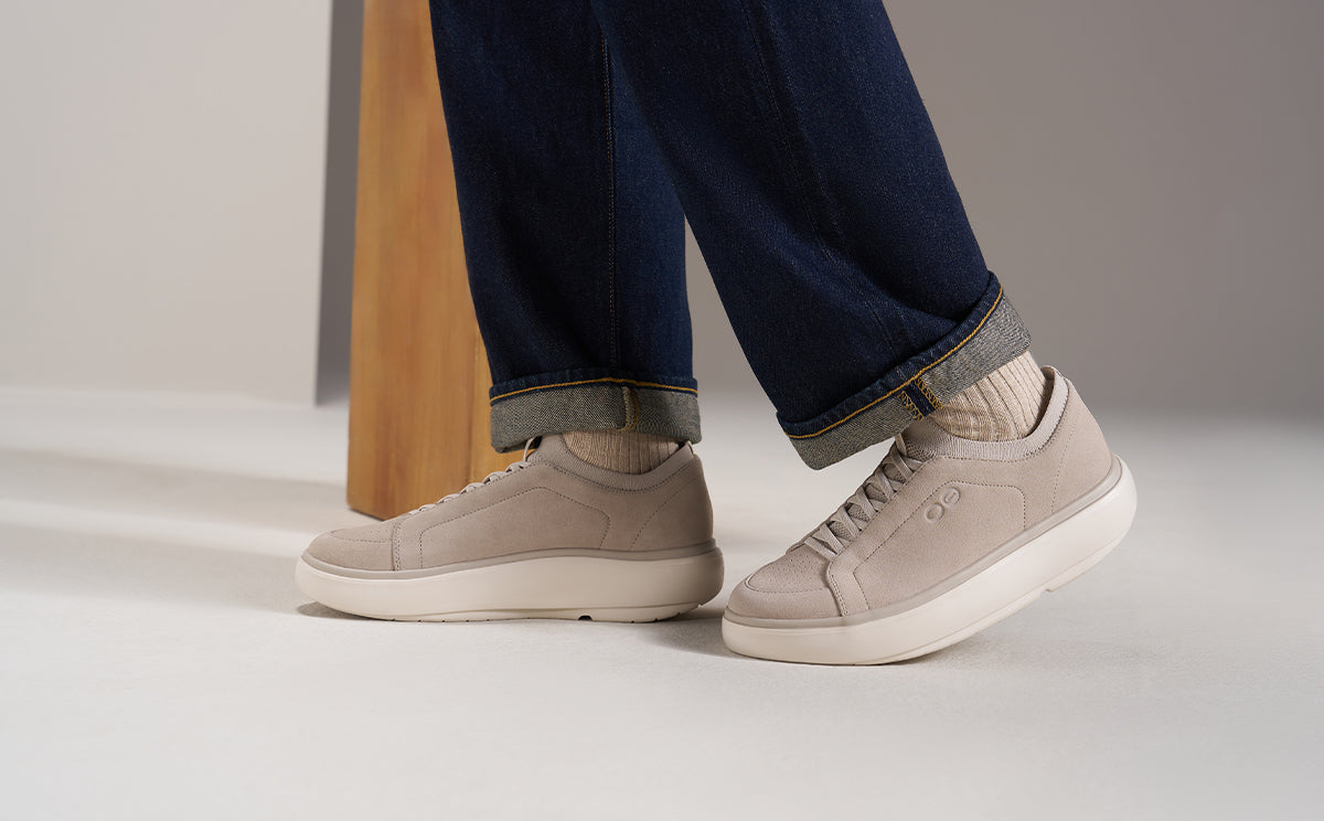 OOFOS Men's Club+ Suede Sneakers - Moonbeam