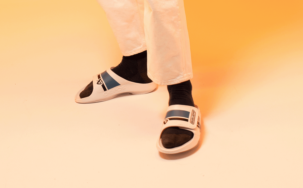 OOFOS BAUER x Men's OOahh Sport Flex Slide Sandals - White